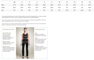 body measurement size guide example 