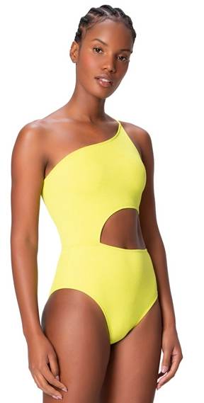 Louis Vuitton Pleated Front One-Piece Swimsuit , Yellow, 40