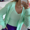 twinset helem light green Knit cardigan and Tank Top brazilmalls.com