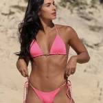 Bikini Amar Gabi Model – Double Sided – Side tie bottom and adjustable triangle top – Red and Pink